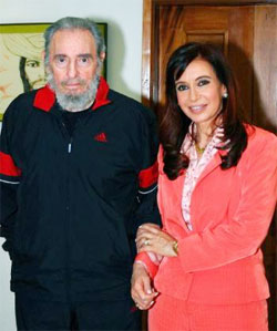 Fidel y Cristina Fernández, durante su entrevista el 21 de enero de 2008